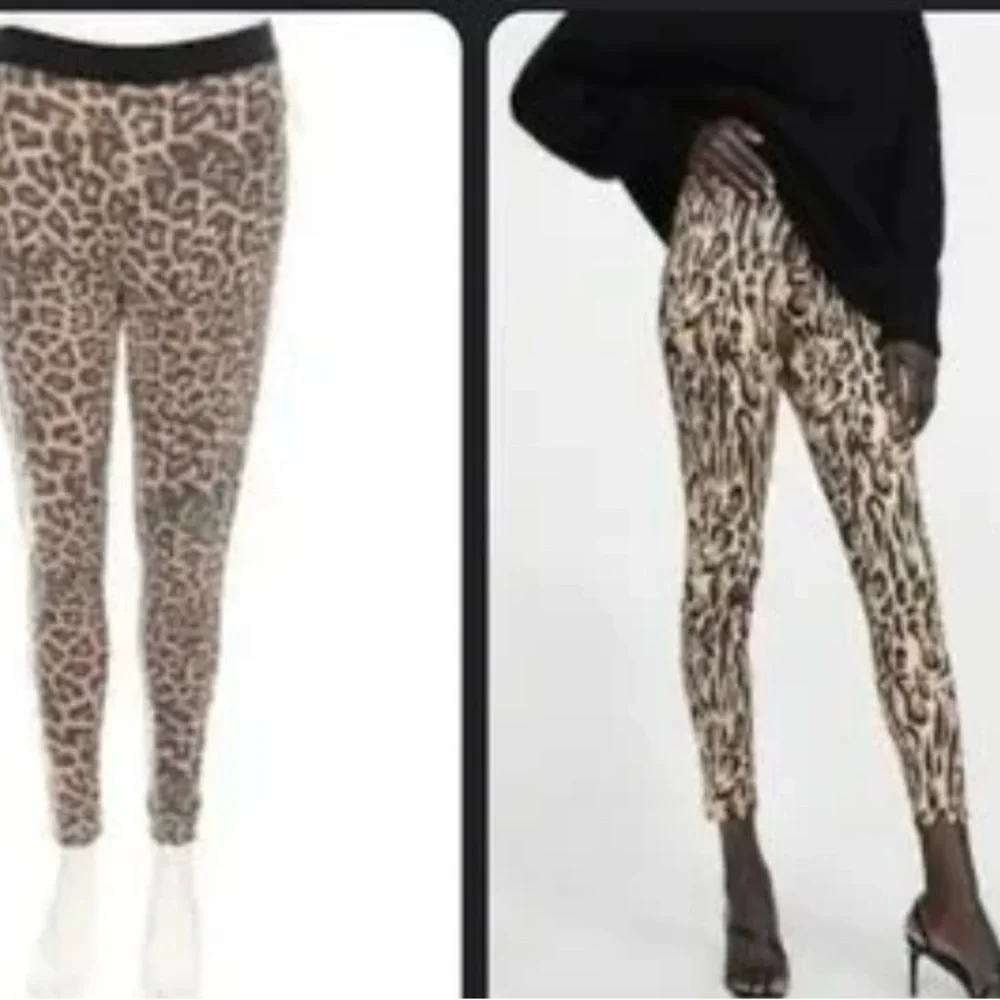 Zara ‎ Basic Brown Leopard Print Leggings Size Small
